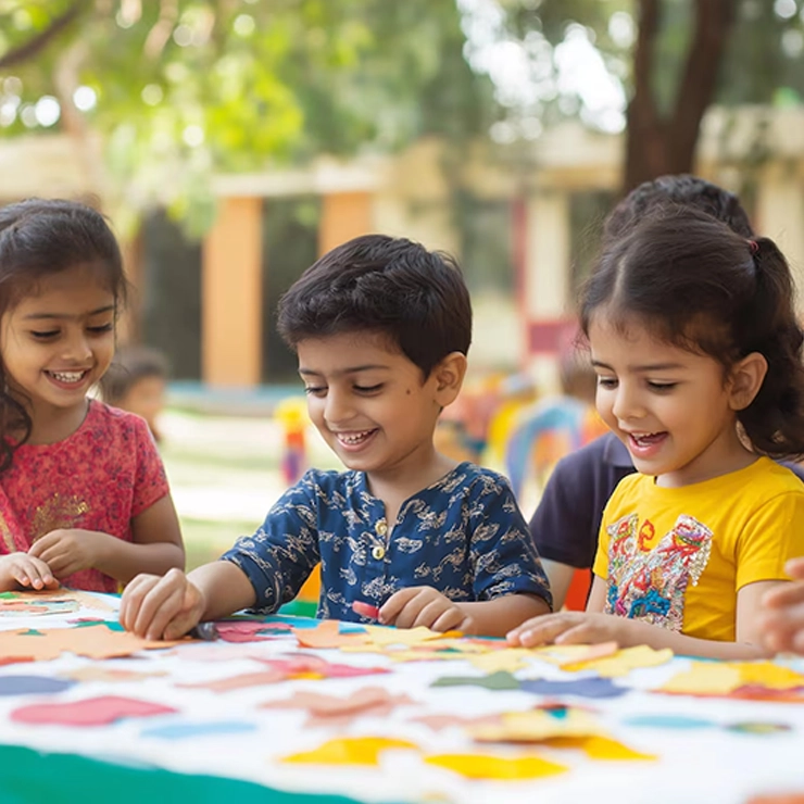 Pre-K children exploring